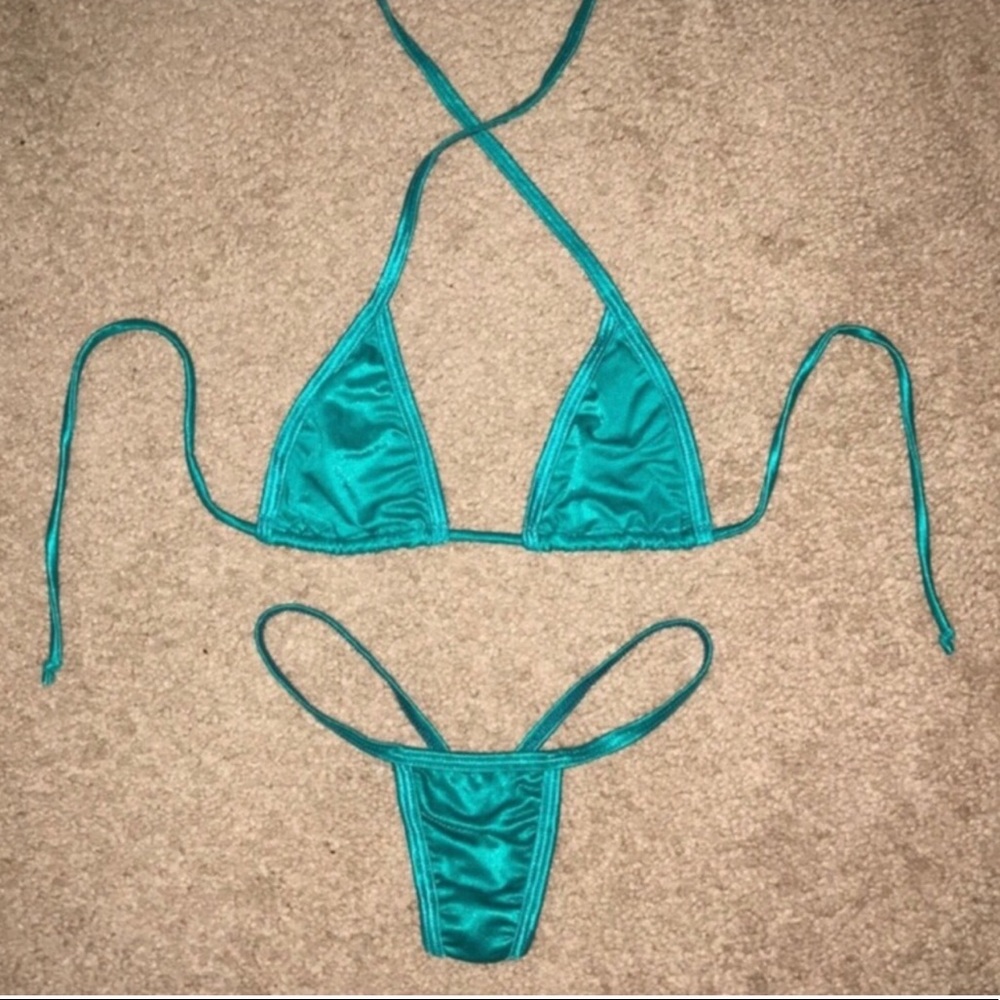 Teal stripper bikini